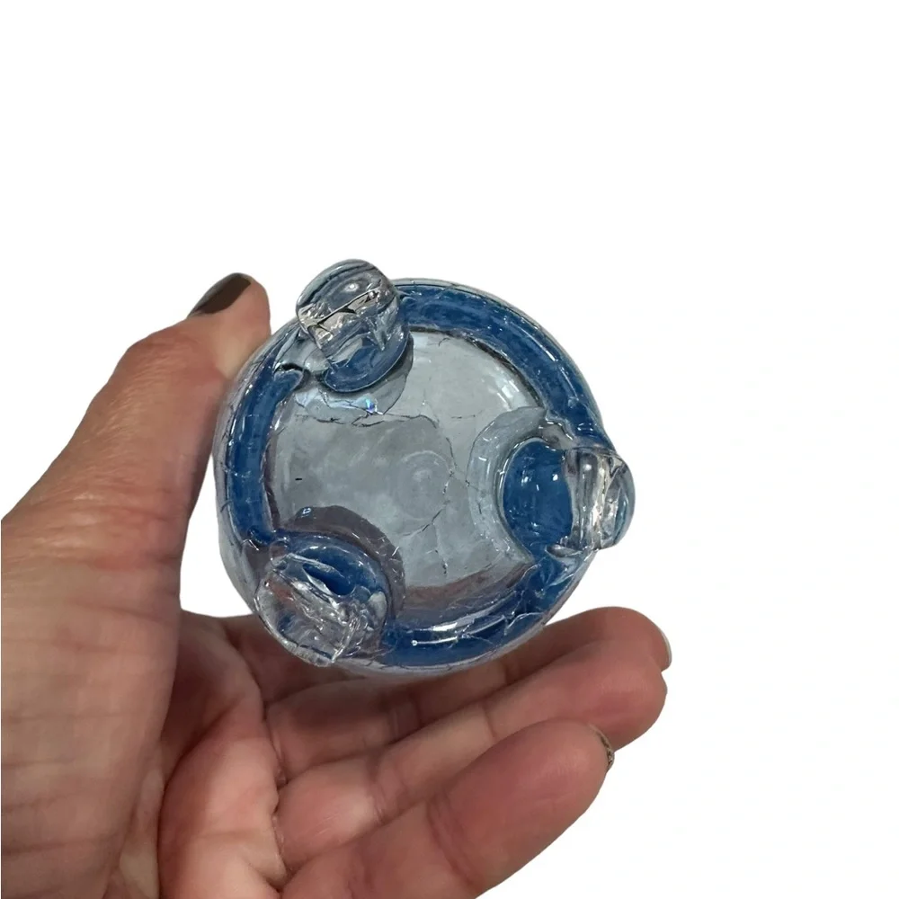 Blue Crackle Glass Votive Candle Holders